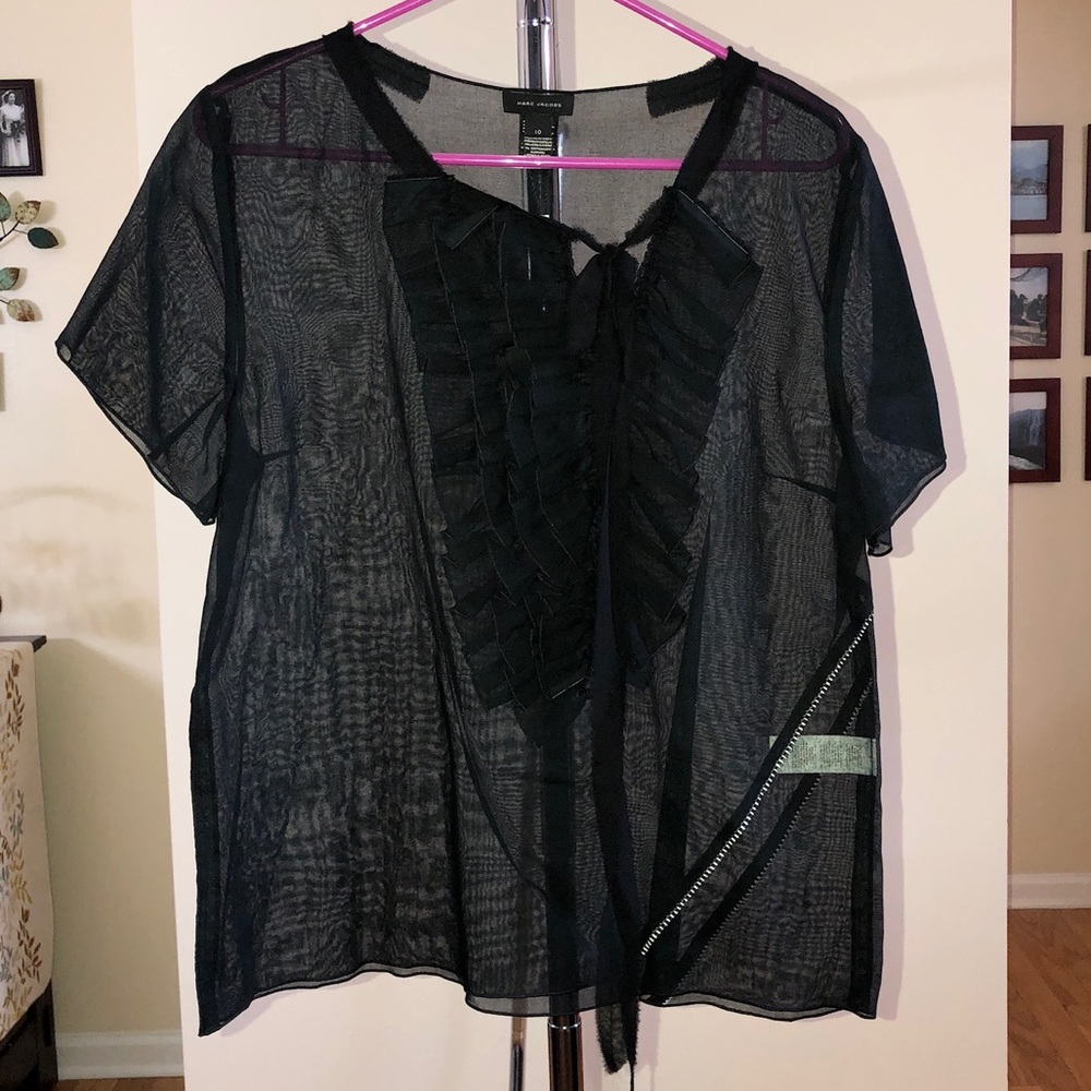 Marc Jacobs Short Sleeve Blouse with front ruffle